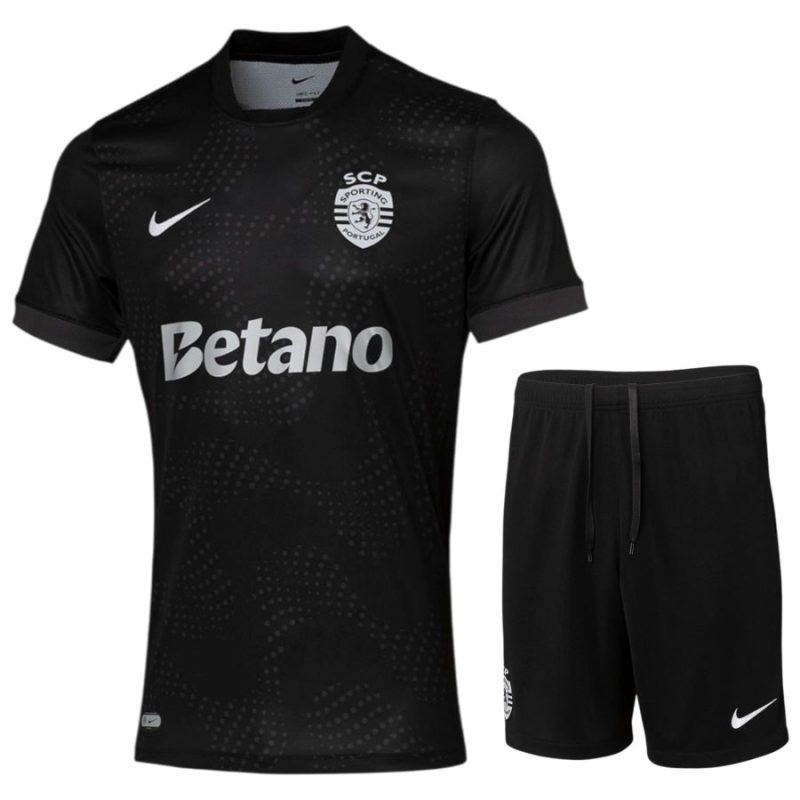Kit bambino Sporting CP 2025-2026 – Trasferta Nero Classico con Maglia e Pantaloncini